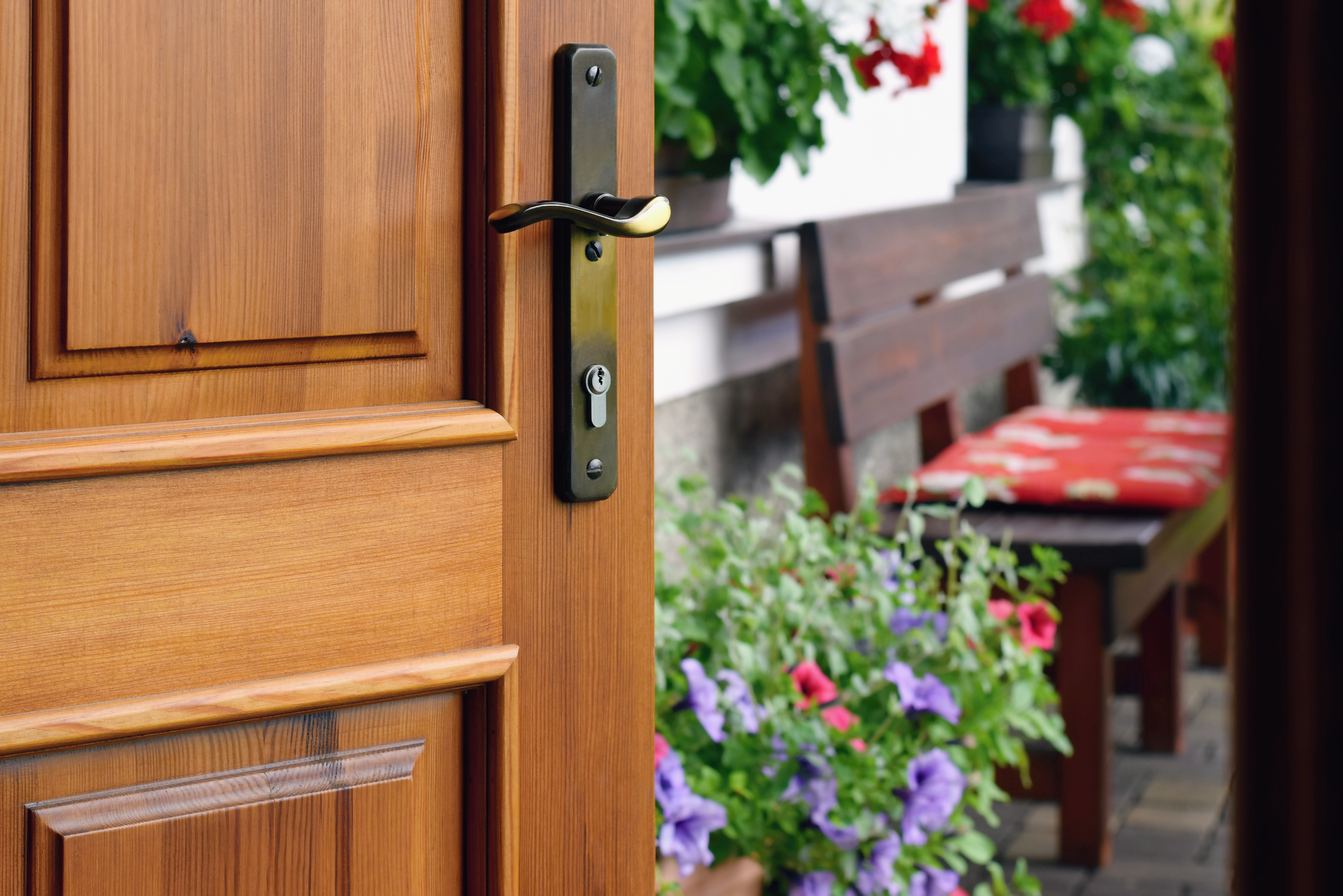 Open wooden door