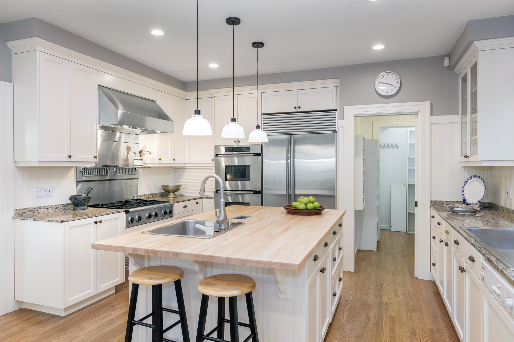 Kitchen with white cabinets